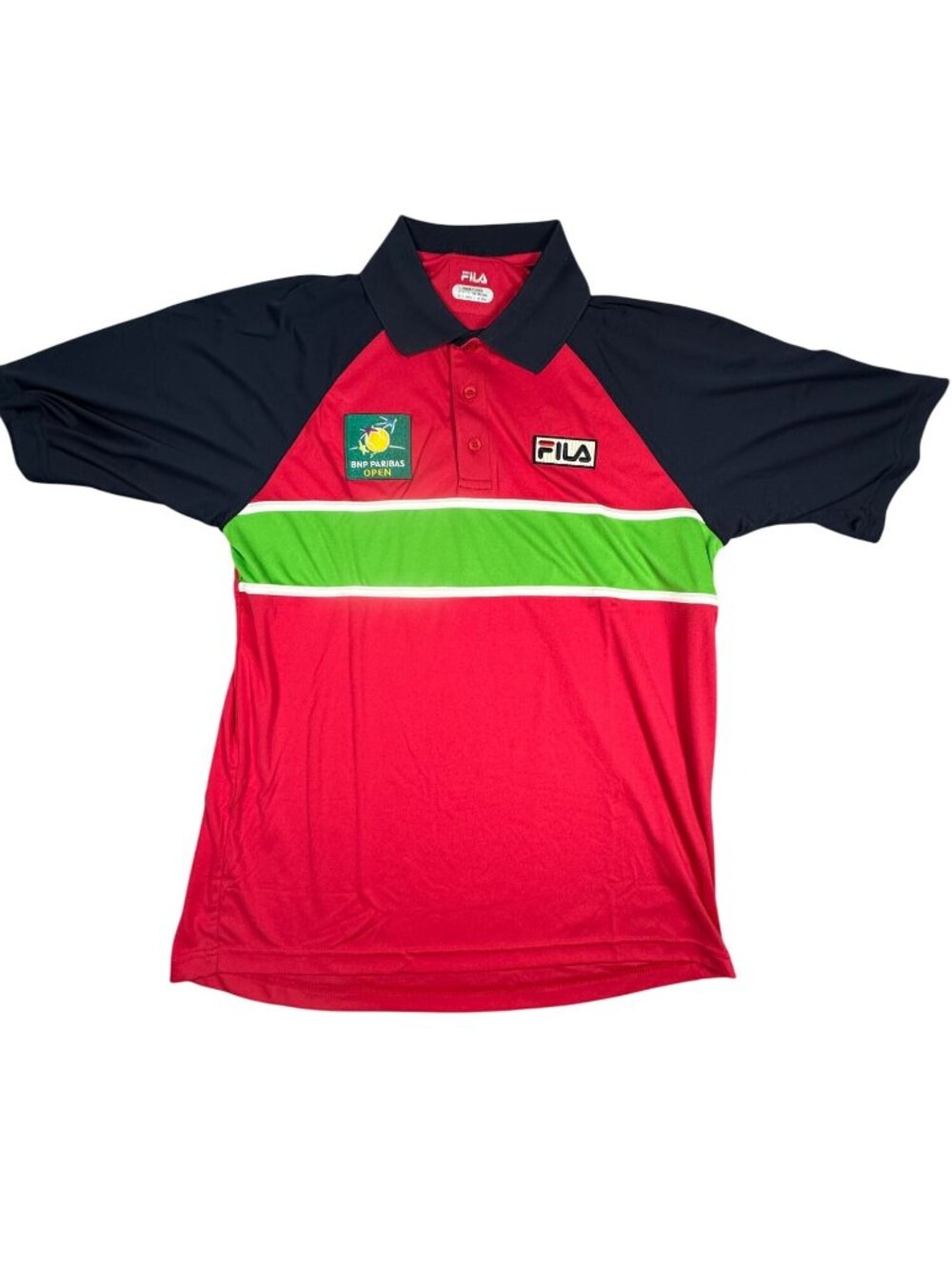 Fila BNP Paribas Open Volunteer Polo Shirt Red Green Navy Medium NWT